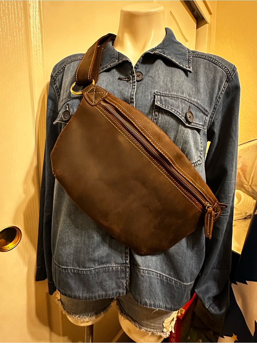 Genuine leather belt bag